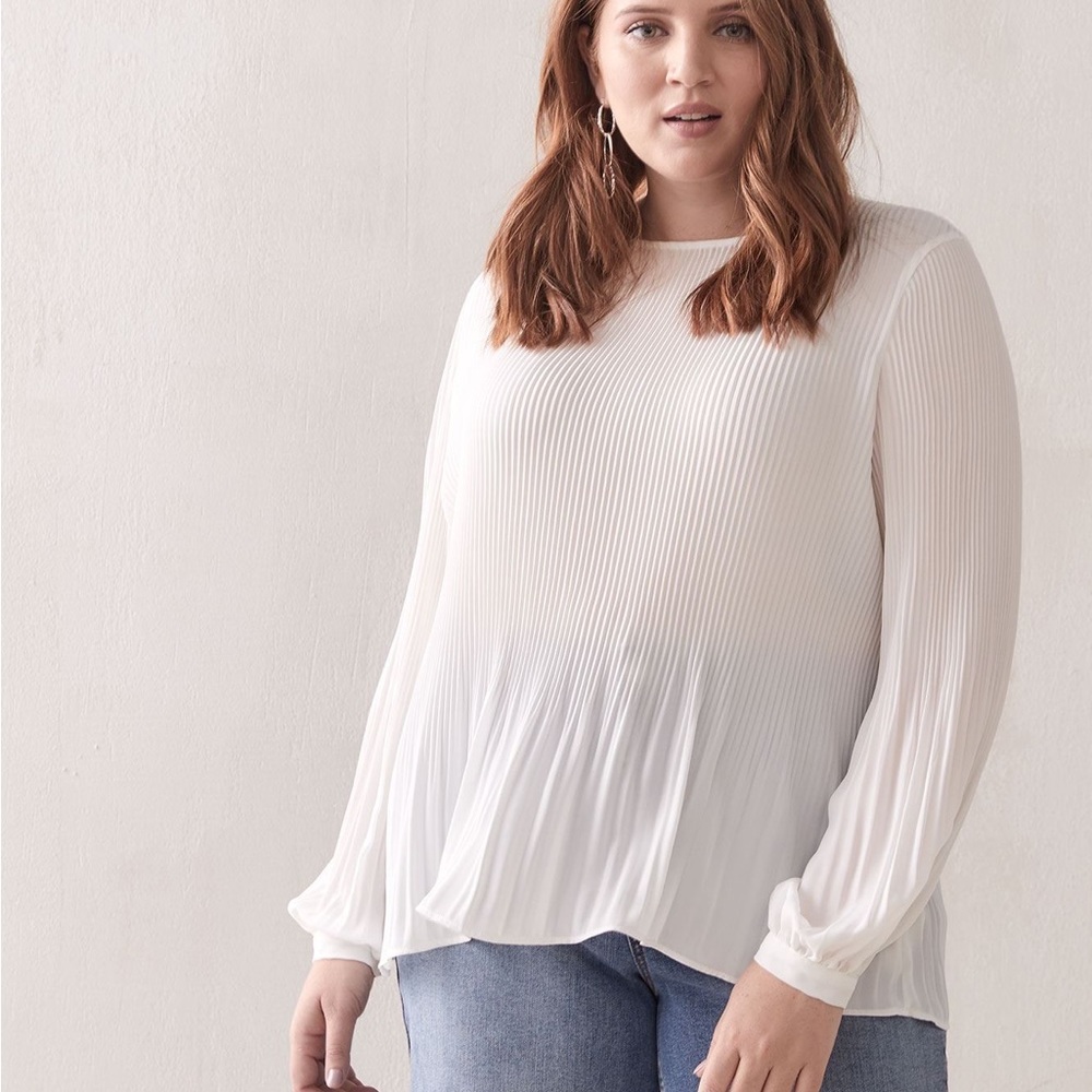 AdditionElle | White Accordion Pleated Blouse